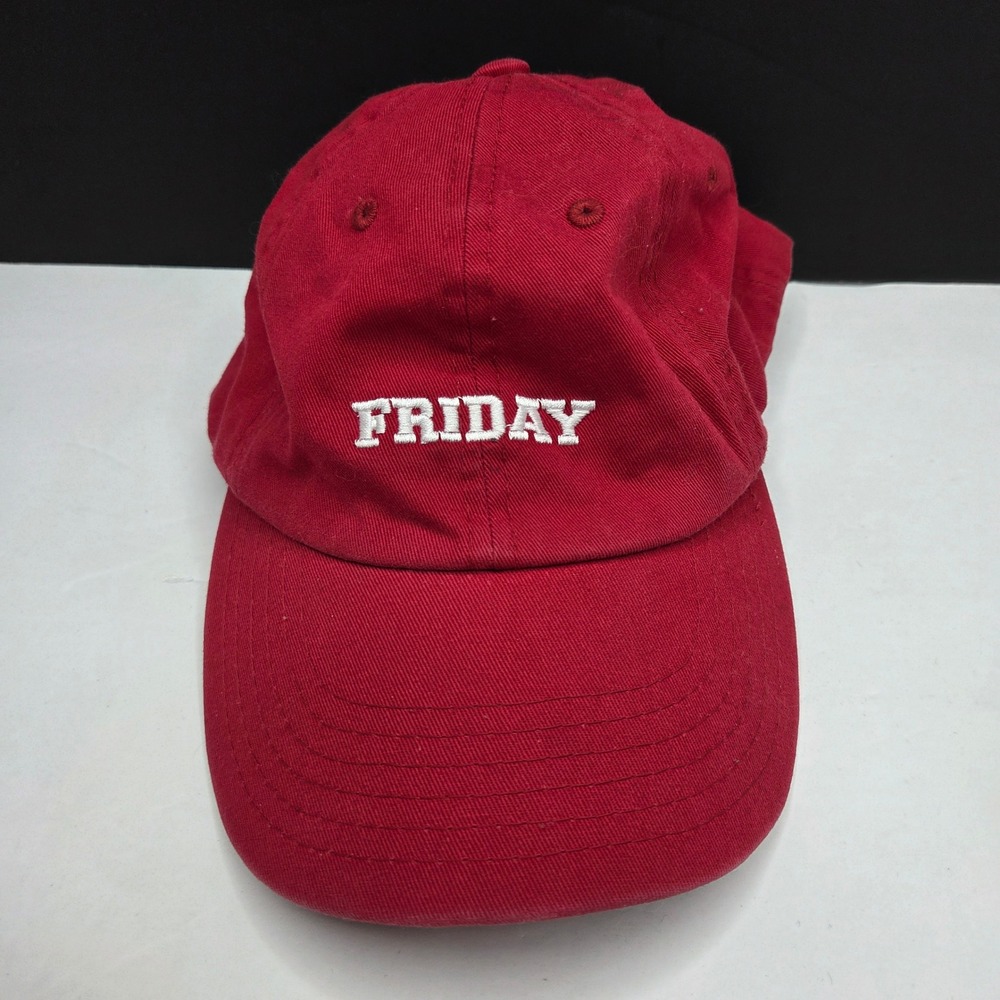 Bascom Projects Friday Baseball Hat Dad Cap OS Red Embroidered Adjustable Cotton